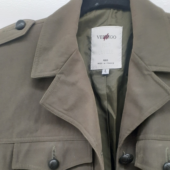 VERTIGO PARIS Army Green Utility Military  jacket Blazer sz L SCHOOLBOY UNIFORM - Picture 5 of 8